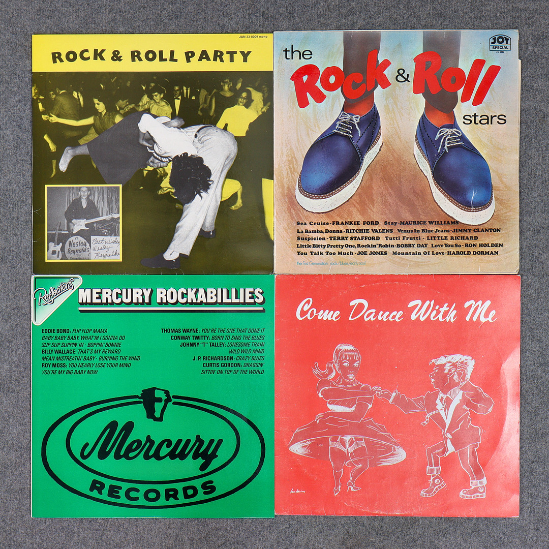 20 LP-SKIVOR, ROCKABILLY, ROCK N ROLL, JOHNNY KIDD & THE PIRATES, JANIS MARTIN, SONGS ABOUT ELVIS M.M.