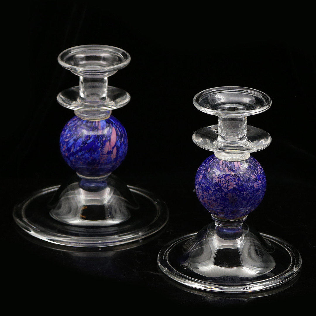 ERIKA LAGERBIELKE. PARET LJUSSTAKAR "TRILOGI", GLAS, ORREFORS.