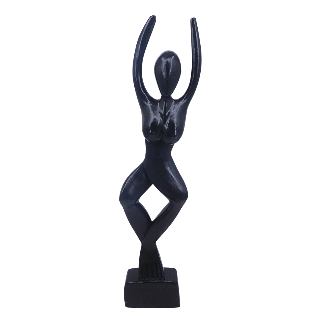 MODERNE ABSTRAKTE HOLZFIGUR EINER FRAU.