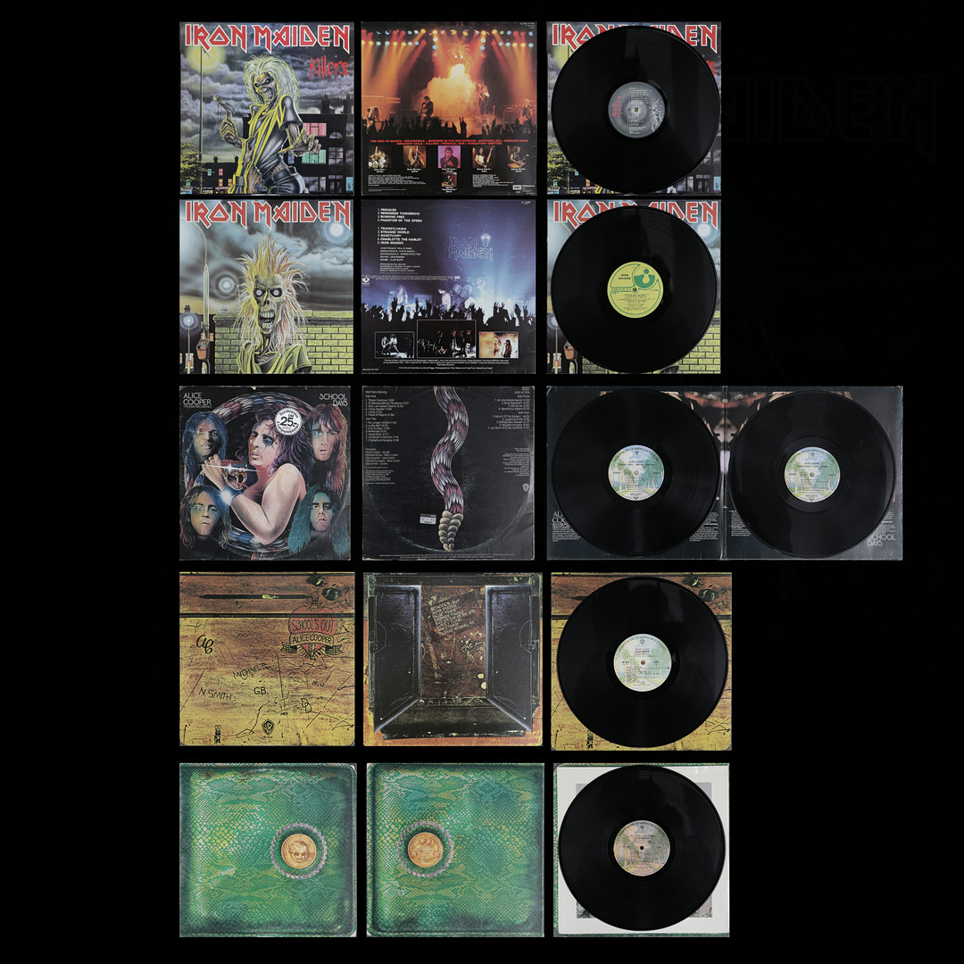 6 LP-SKIVOR, ALICE COOPER, IRON MAIDEN.