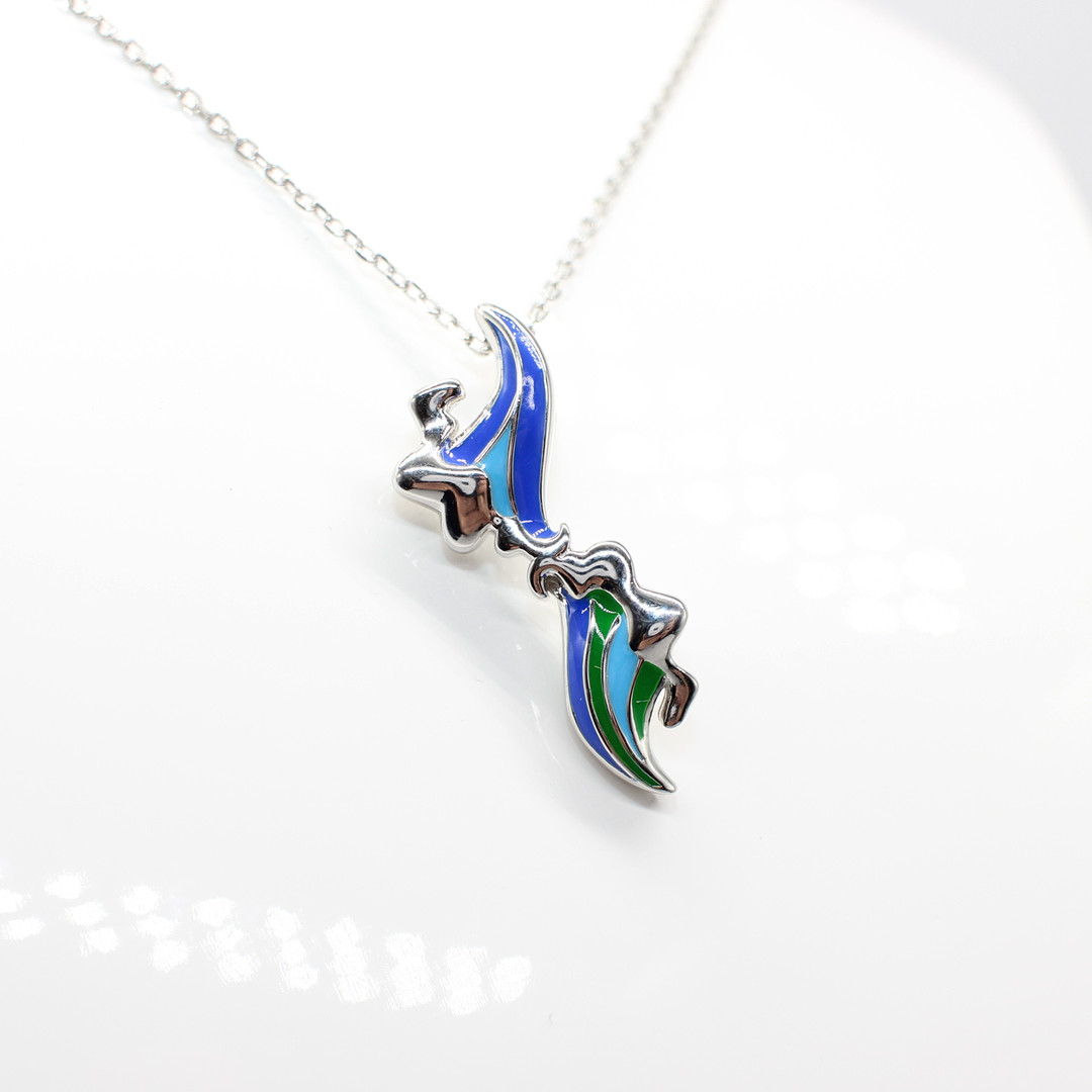 SILVER (925) & ENAMEL "WAVE" NECKLACE.