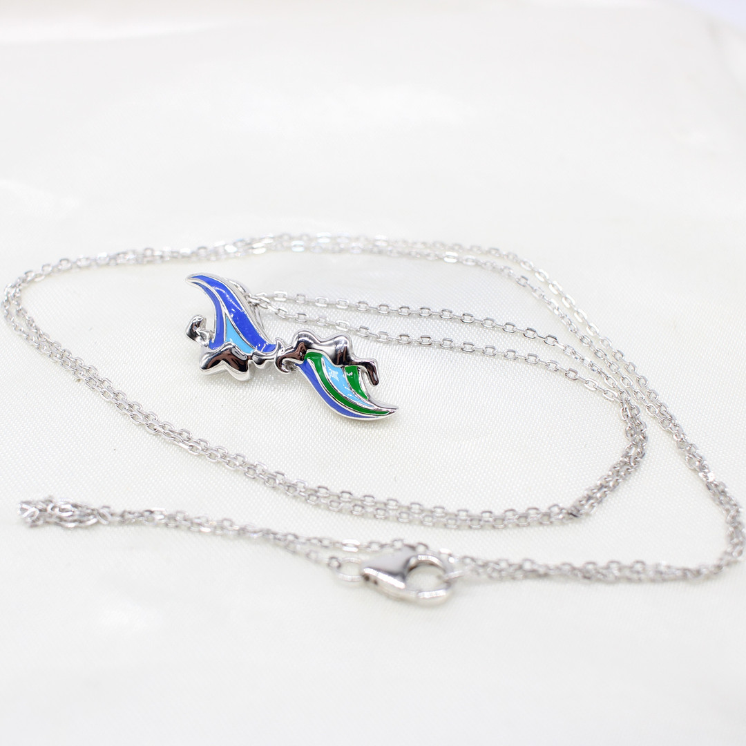 SILVER (925) & ENAMEL "WAVE" NECKLACE.