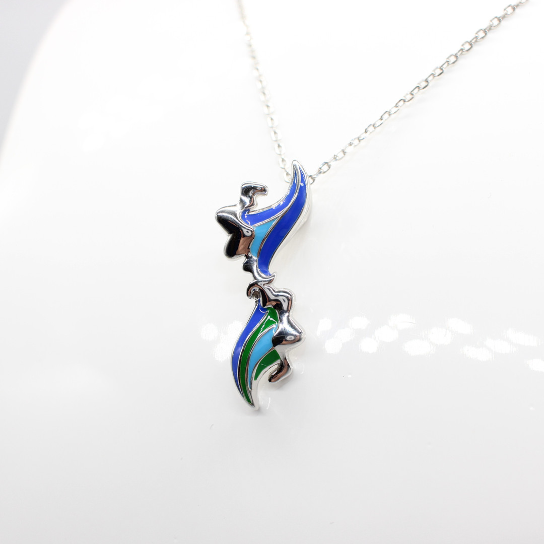 SILVER (925) & ENAMEL "WAVE" NECKLACE.