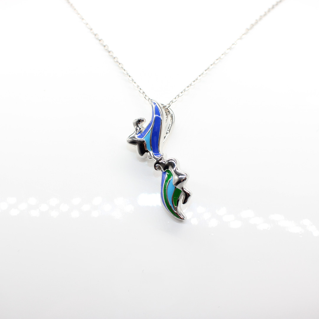SILVER (925) & ENAMEL "WAVE" NECKLACE.