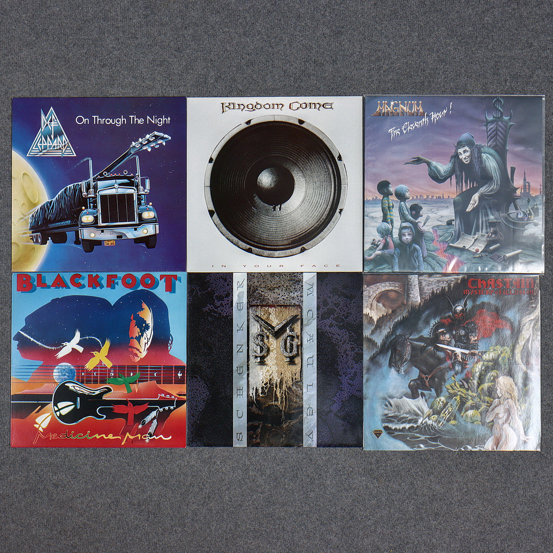 6 LP-SKIVOR, DEF LEPPARD, CHASTAIN, MSG, BLACKFOOT, MAGNUM, KINGDOM COME.