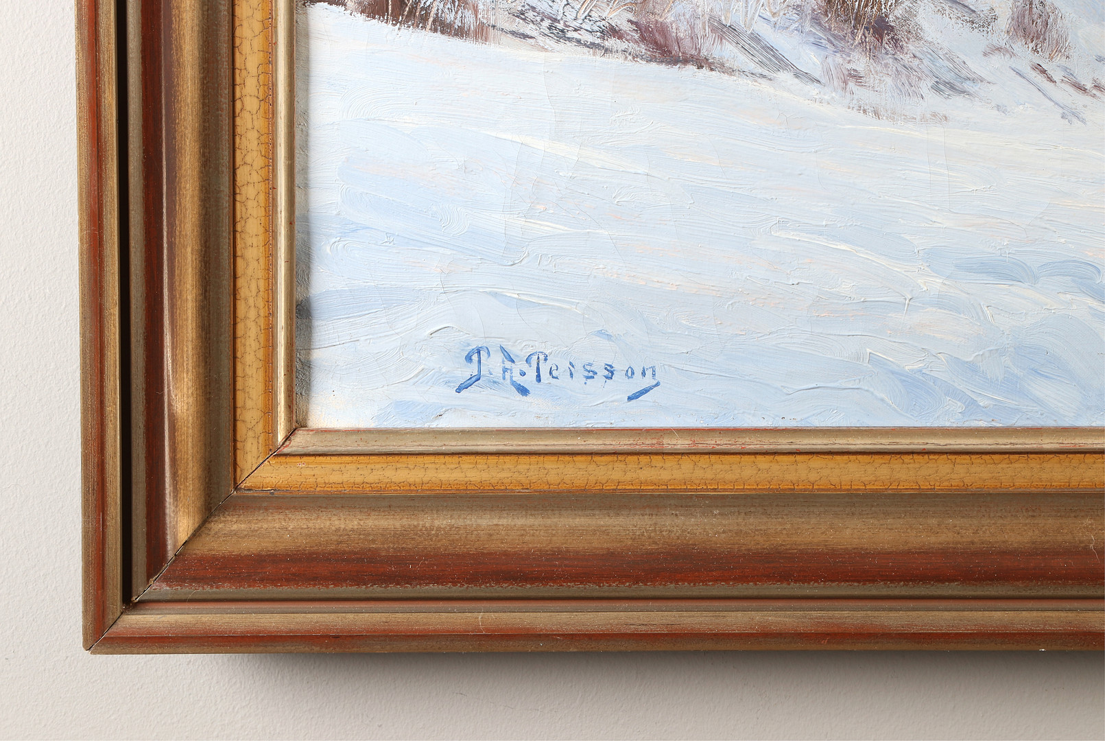PETER ADOLF PERSSON. Oljemålning på duk. "Vinterafton i Värmland". Signerad.