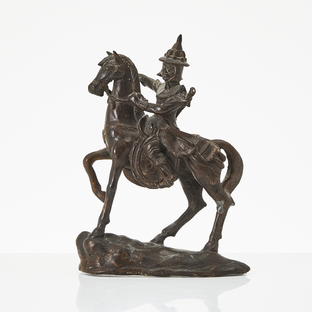 SKULPTUR, brons, Myanmar (Burma), 18-/1900-tal, sannolikt föreställande general Maha Bandula (1782-1825) till häst.