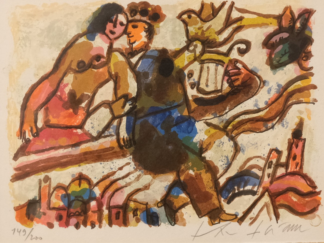THEO TOBIASSE. LITOGRAFI, KOMPOSITION MED FIGURER.