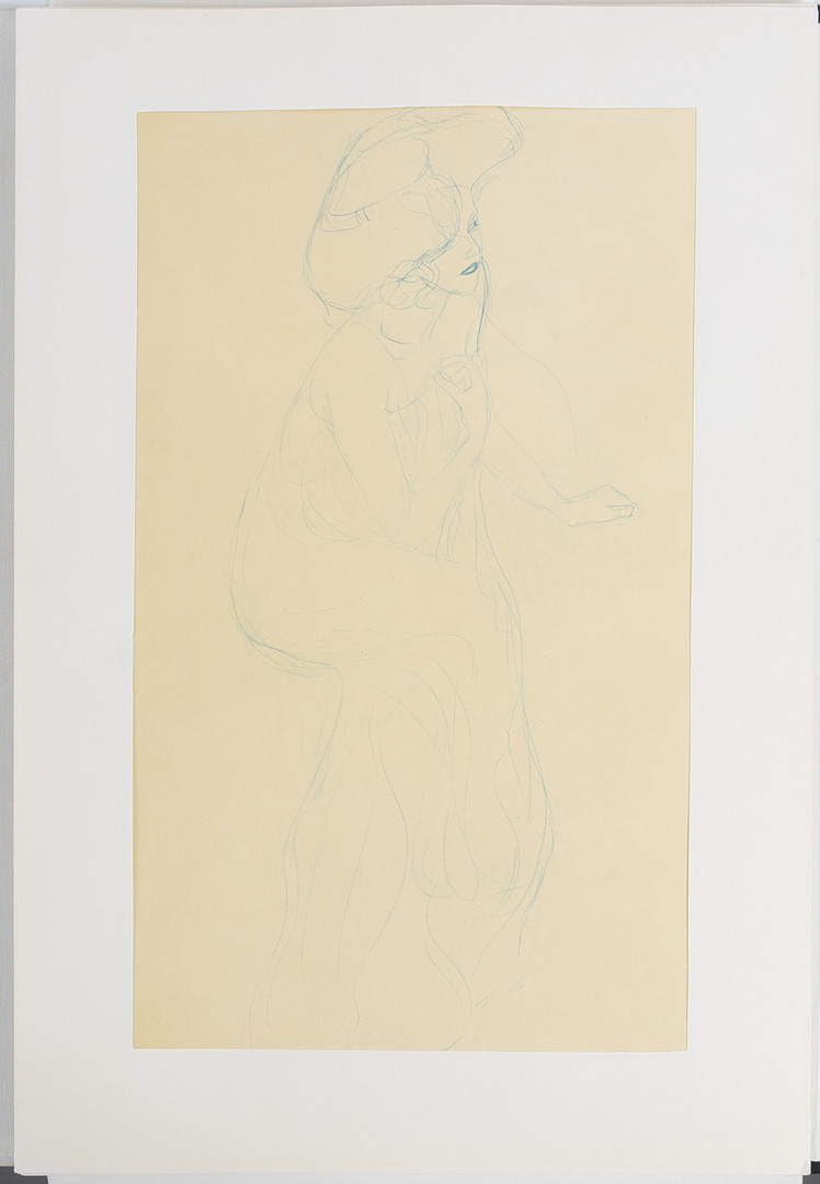 GUSTAV KLIMT. Offsettryck, mapp med 25 blad, "25 Zeichnungen ausgewählt und bearbeitet von Alice Strobl" 1964.