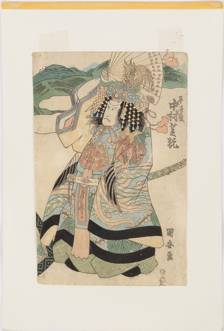 UTAGAWA KUNIYASU (1794-1832). Träsnitt, uppfäst på papper, "Taira no Kiyomori - Nakamura Shikan", Edo-perioden.