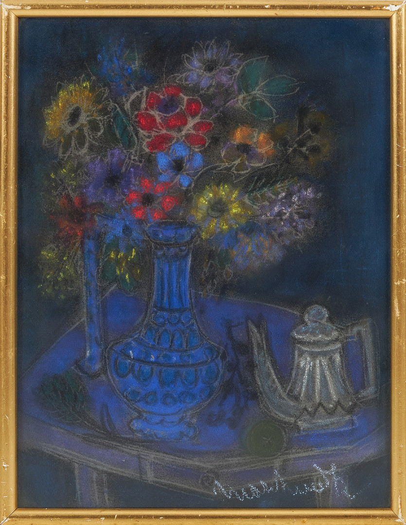 OIDENTIFIERAD KONSTNÄR. "Fleurs Bouquet", pastel, signerad.