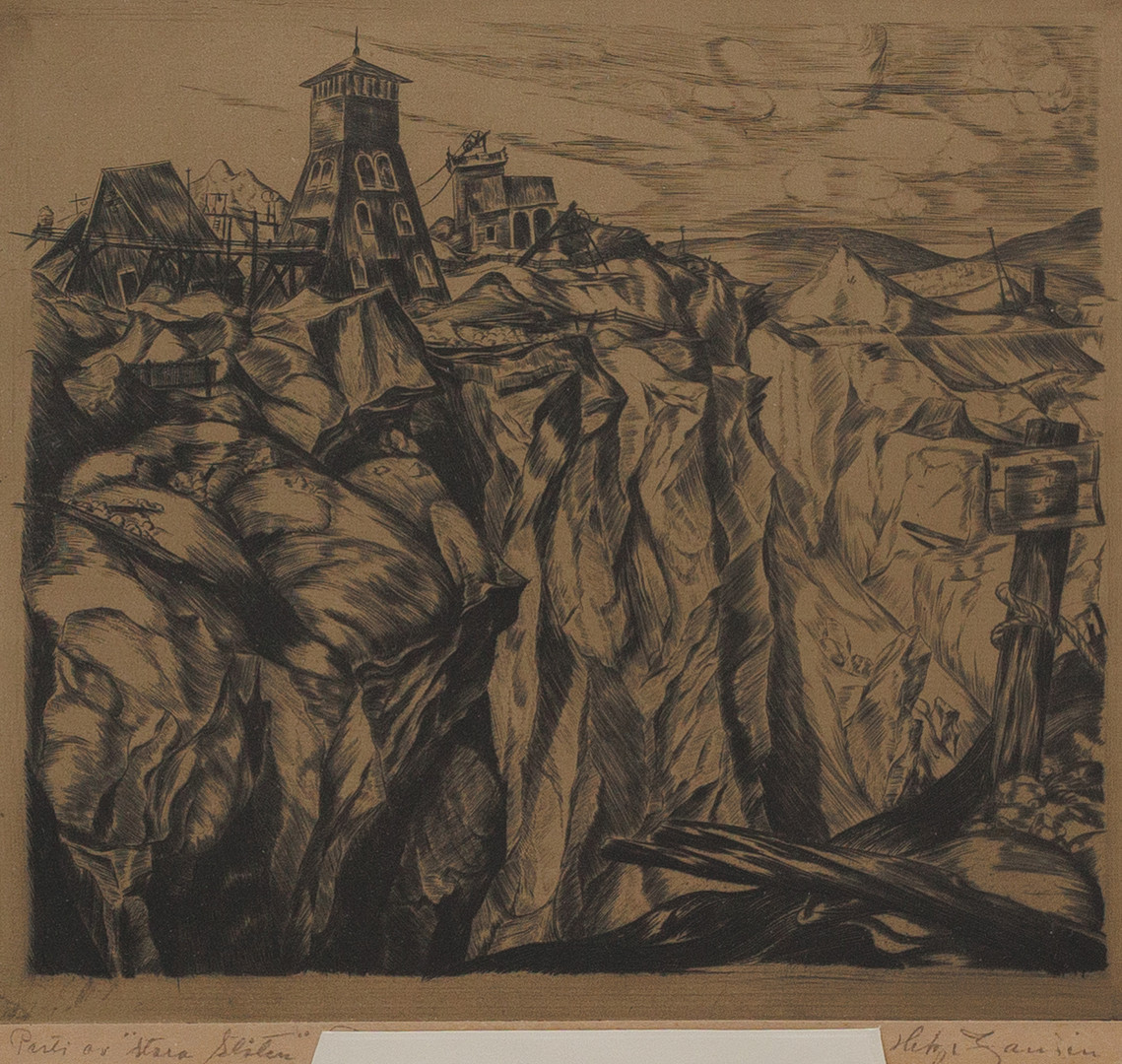 HELGE ZANDÉN (1886-1972). "Stora Stöten, Falun", kopparstick, signerad.