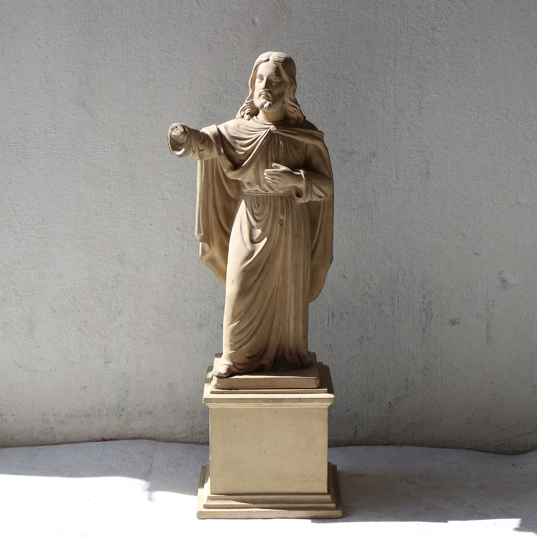 HÖGANÄS, KERAMIKSKULPTUR. Oglaserat stengods. Jesus, med lös sockel.