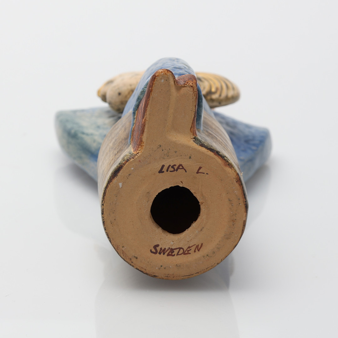 LISA LARSON. Skulptur / figurin, "Damen med tupp", unikat, stengods, signerad LISA L SWEDEN.