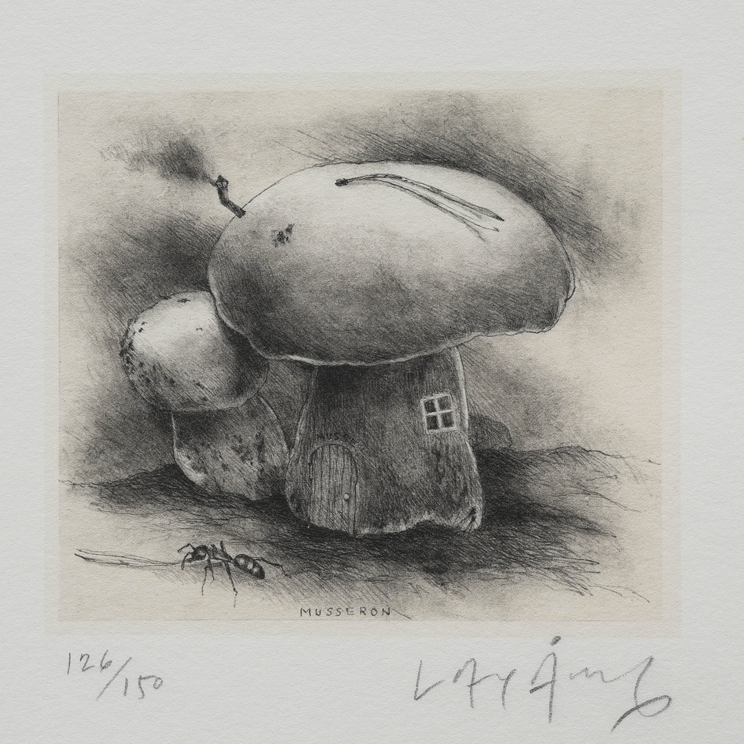 LASSE ÅBERG. litografi, "Musseron", numrerad 126/150, signerad.