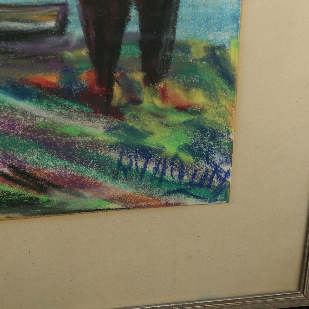 OIDENTIFIERAD KONSTNÄR. pastell, otydligt signerad.