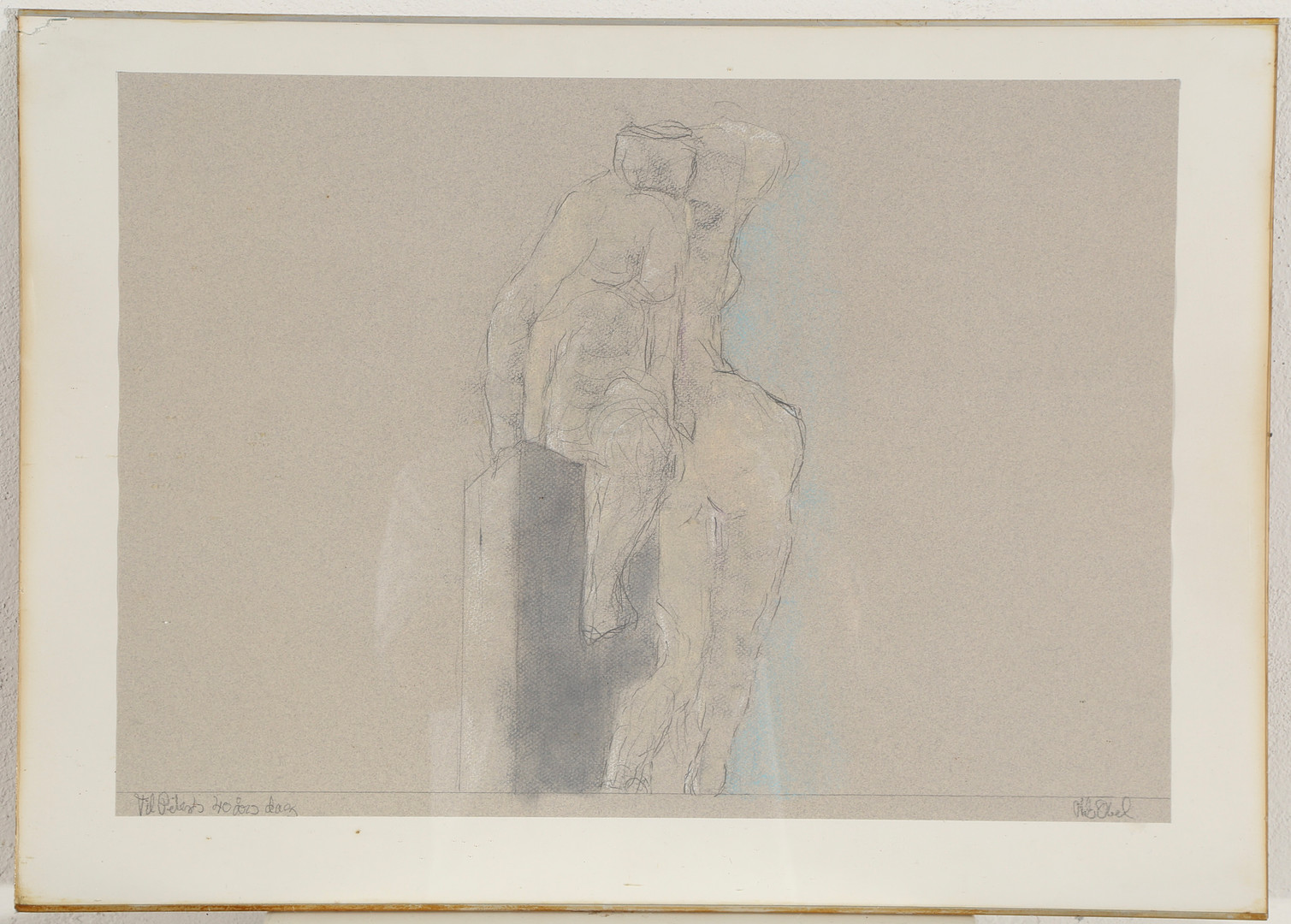 NILS OBEL (1937-1977). Figurkomposition, pastel og bly på karton.