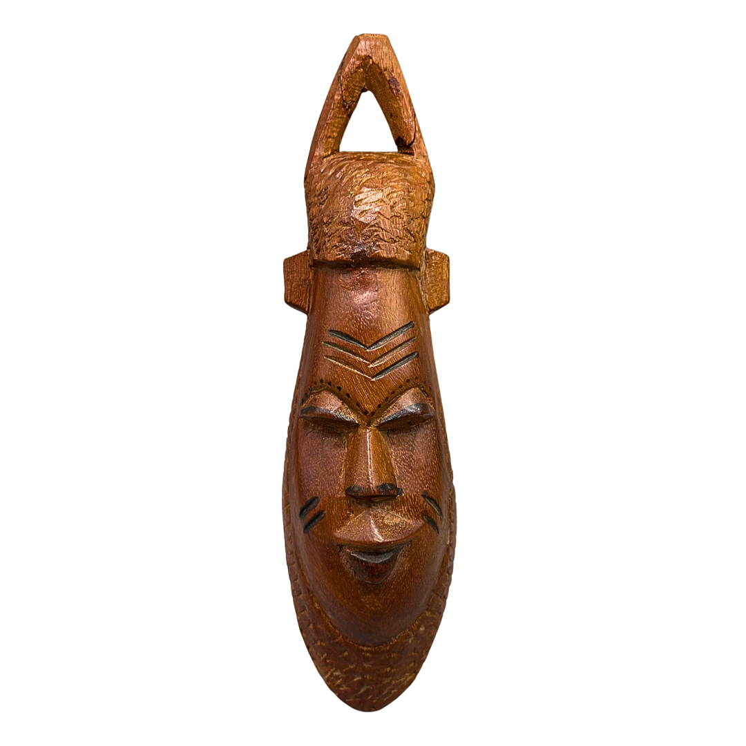 AFRIKANISCHE, HANDGESCHNITZTE WANDMASKE AUS HOLZ.