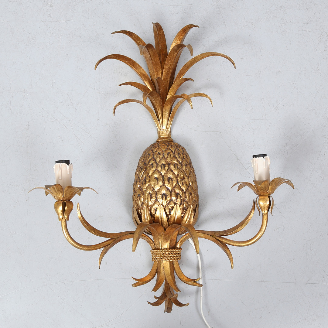 VÄGGLAMPA, "Ananas" förgylld metall, Italien.
