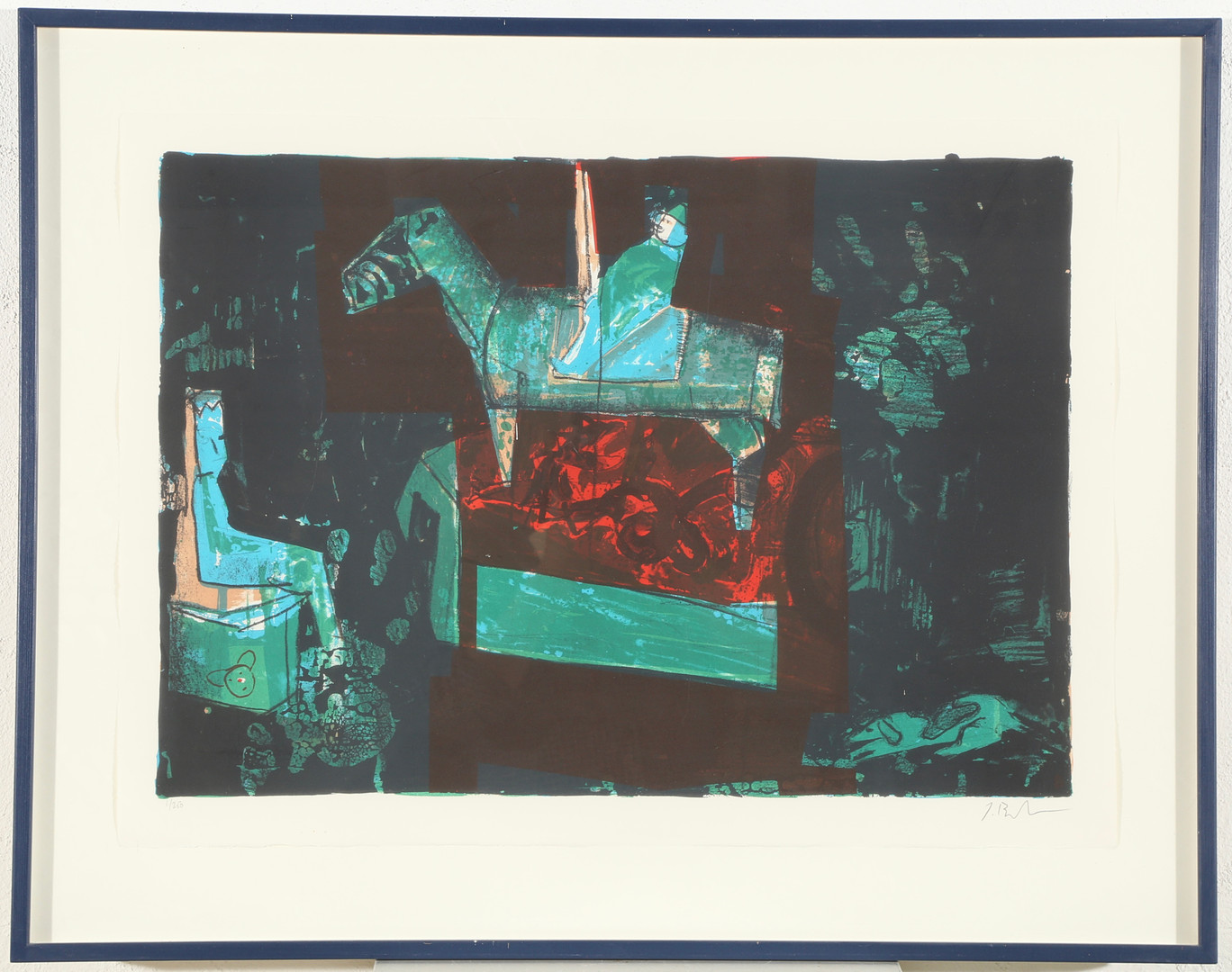 JENS BIRKEMOSE (1943-1922). Abstrakt komposition, litografi.