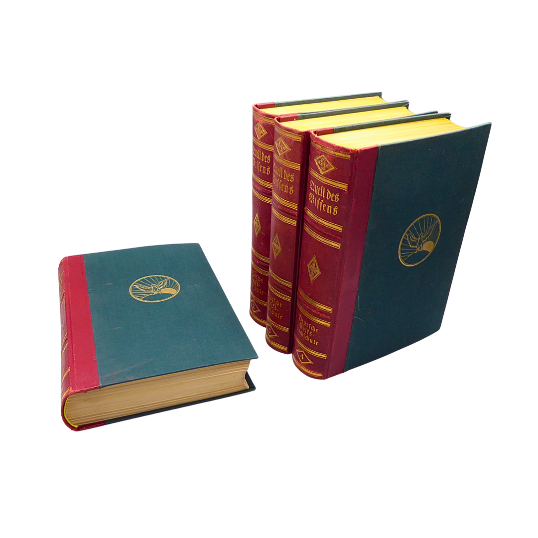 4 BÄNDE „QUELL DES WISSENS. EINE DEUTSCHE VOLKSHOCHSCHULE“ (KOMPLETTSET, 1927).