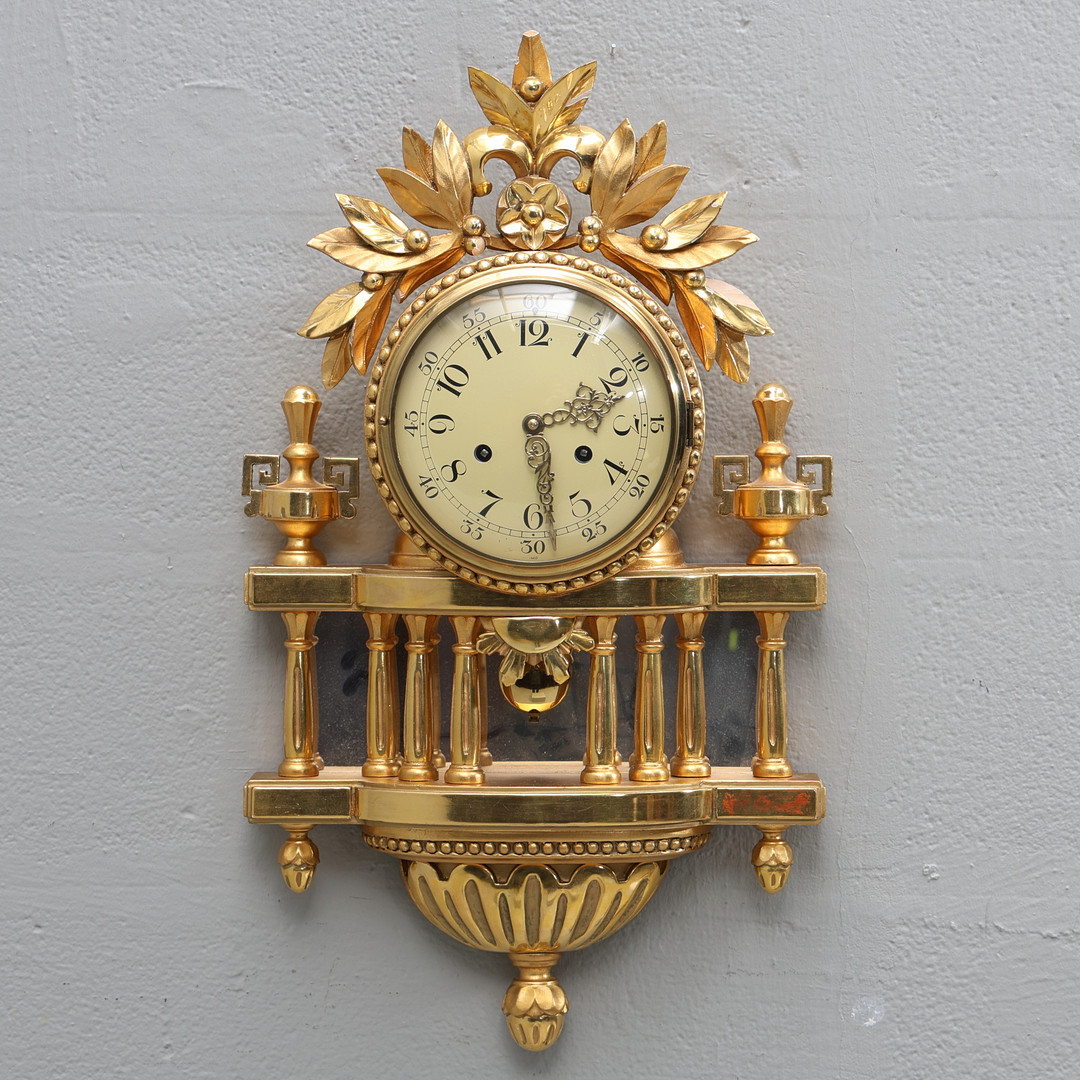 VÄGGPENDYL, förgylld, FHS Tyskland, 1900-tal.