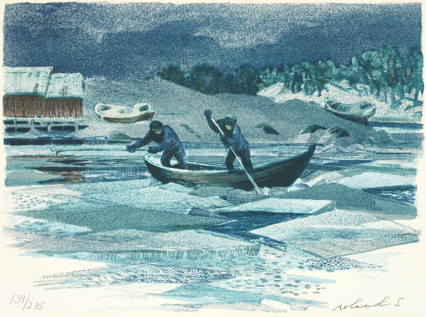 ROLAND SVENSSON. "Vintermöda", 1982, signerad, numrerad 139/275, färglitografi.