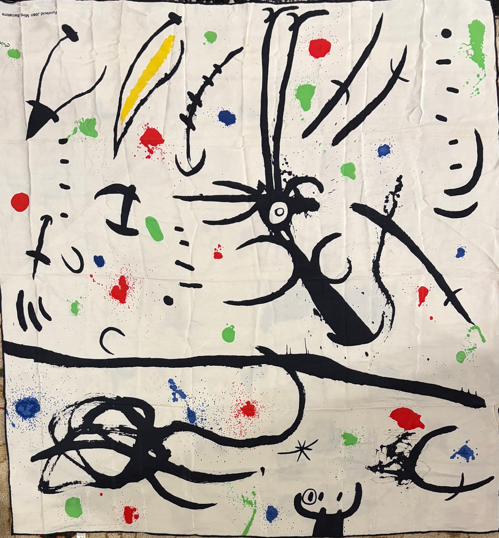 Silk crêpe scarf with Joan Miró print.