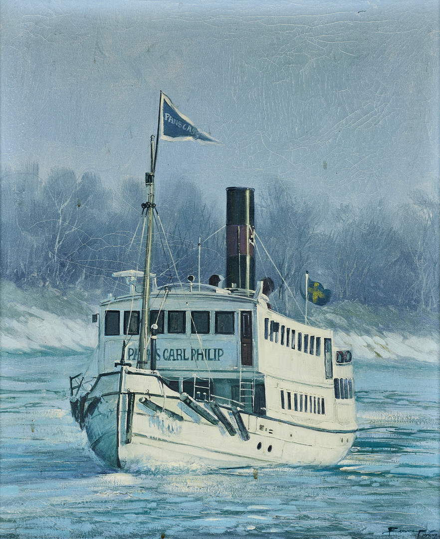 OIDENTIFIERAD KONSTNÄR. M/S Prins Carl Philip, signerad, daterad -88, olja på duk.