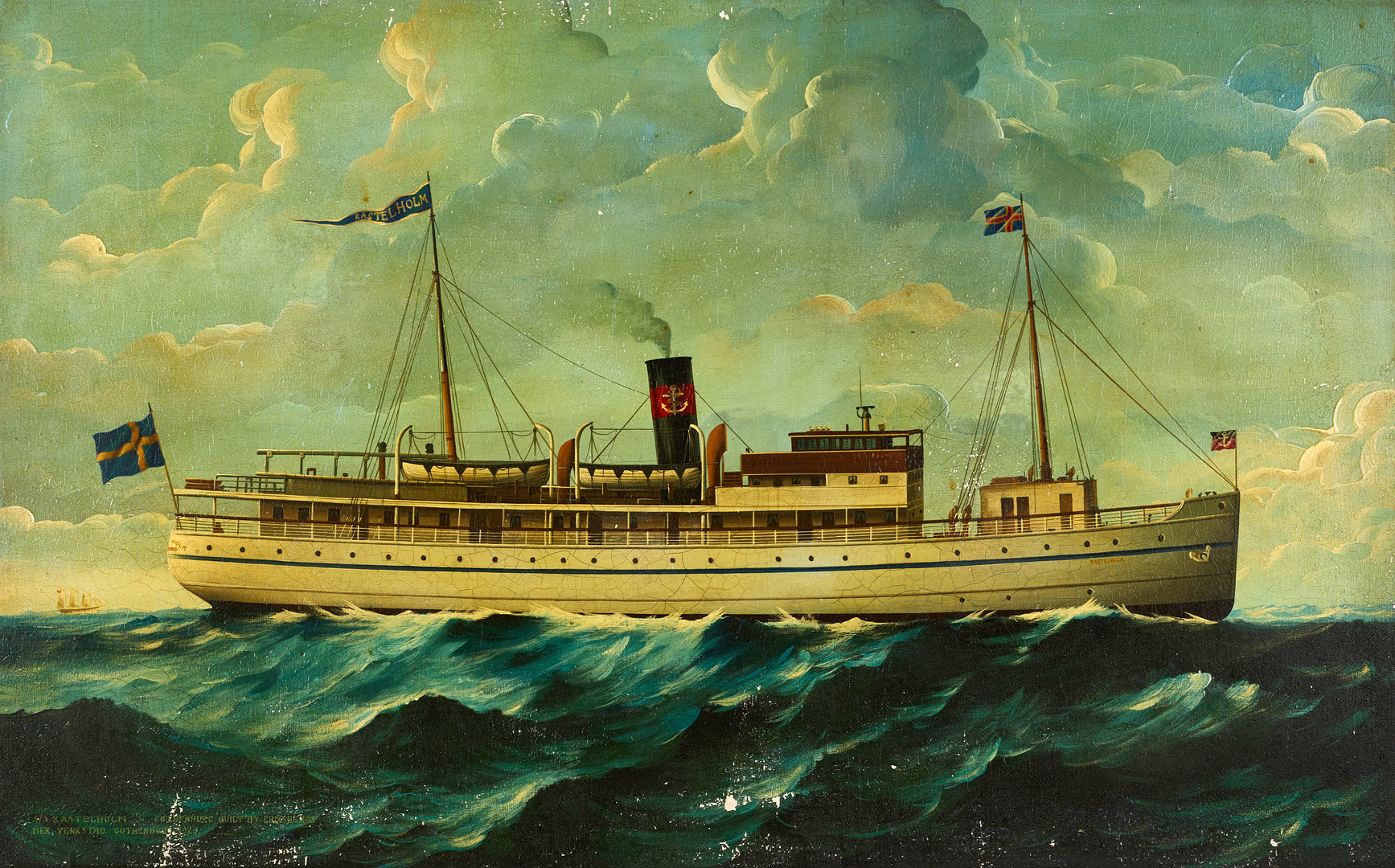 FARTYGSPORTRÄTT, "S/S Kastellholm 1929", olja på pannå.