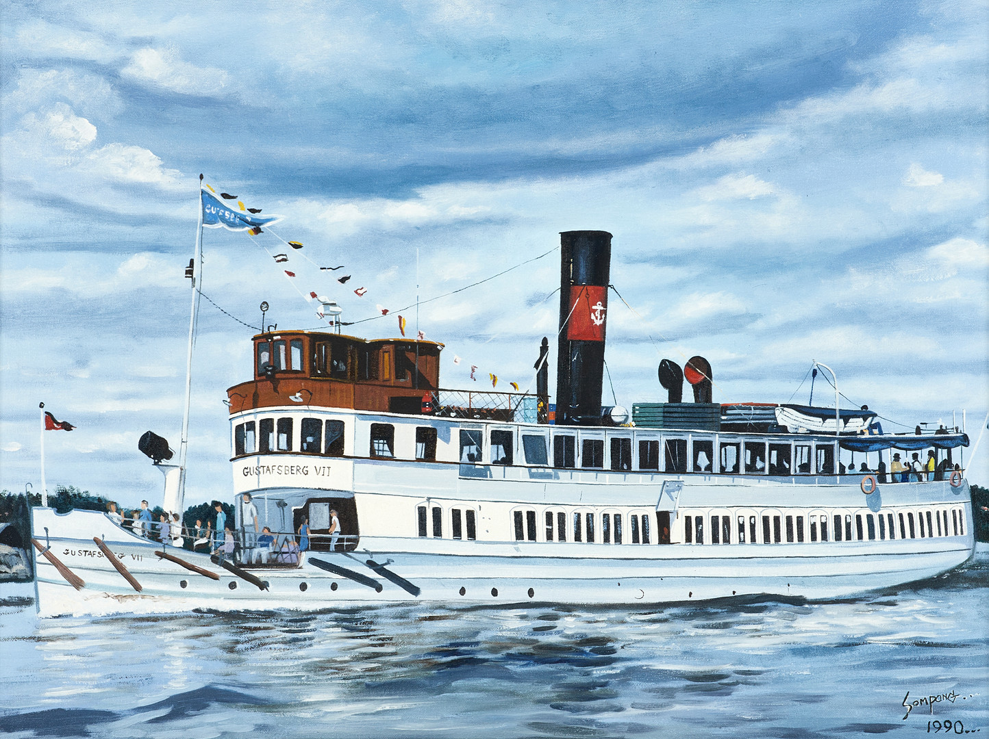 FARTYGSPORTRÄTT, M/S Gustafsberg VII, signerad och daterad Sompong 1990, olja på duk.
