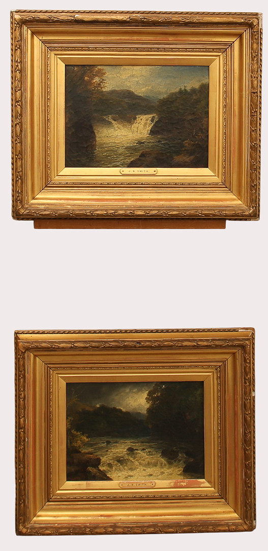 JOHN BURREL SMITH, (1822-1897). 2 st., olja på duk, landskapsbild med rinnande vatten, den andra med litet vattenfall. Signerade, daterade, 1883, 1884.