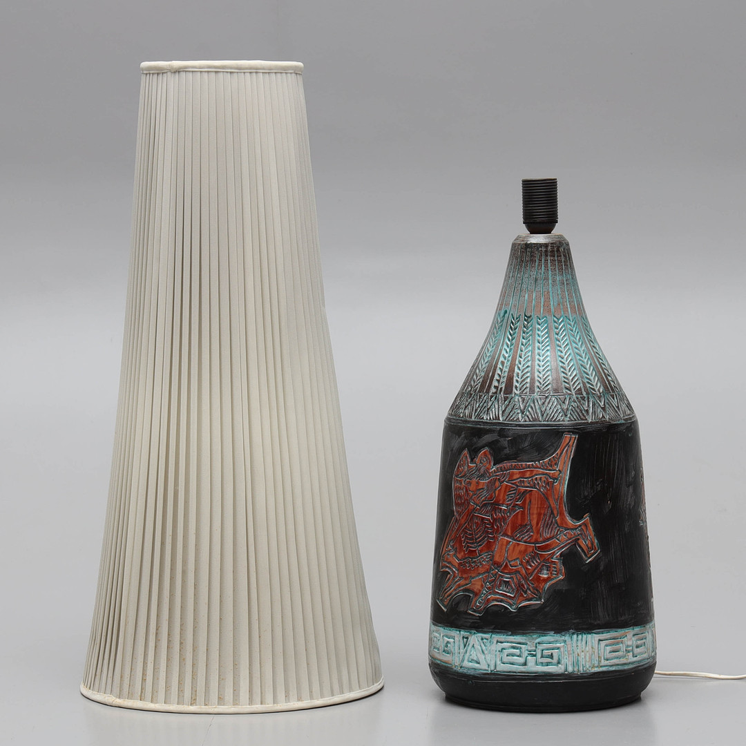 MARIAN ZAWADZKI. Golvlampa, keramik, signerad, Tilgmans, daterad 1963.