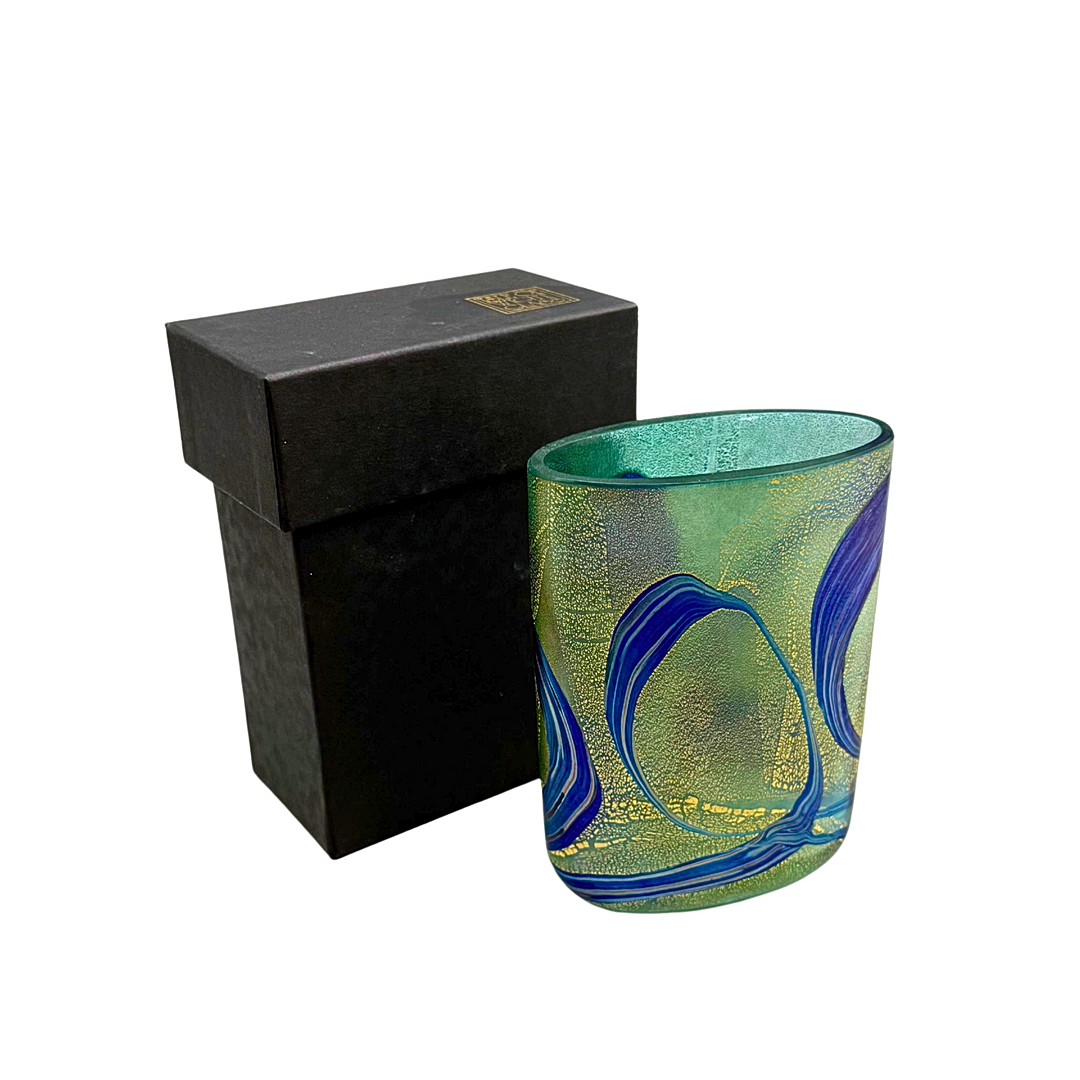 ISLE OF WIGHT KUNSTGLAS-VASE – MICHAEL HARRIS, ENGLAND, INKLUSIVE ORIGINALVERPACKUNG.