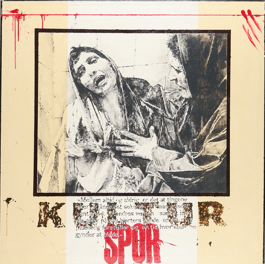 KASPER OPPEN SAMUELSEN F. 1977. Komposition betitlet 'Kultur spor', akryl på lærred, signeret og dateret 1998.