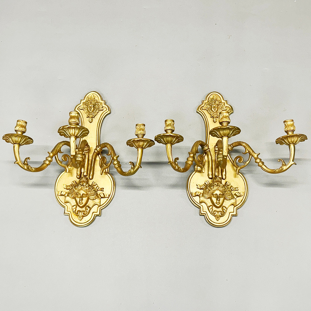 GILT BRONZE WALL SCONCES.