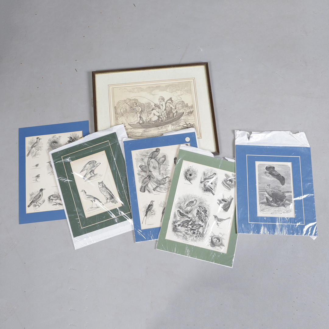 AFTER HENRY WILLIAM BUNBURY 'PATIENCE IN A PUNT' ETCHING, NEAVE PARKER PRINT AND FIVE PLATES (6).