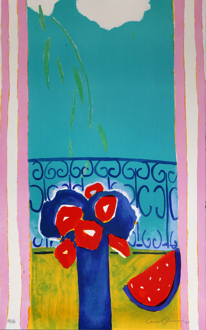LLUÍS AMER. Flowers before a balcony.