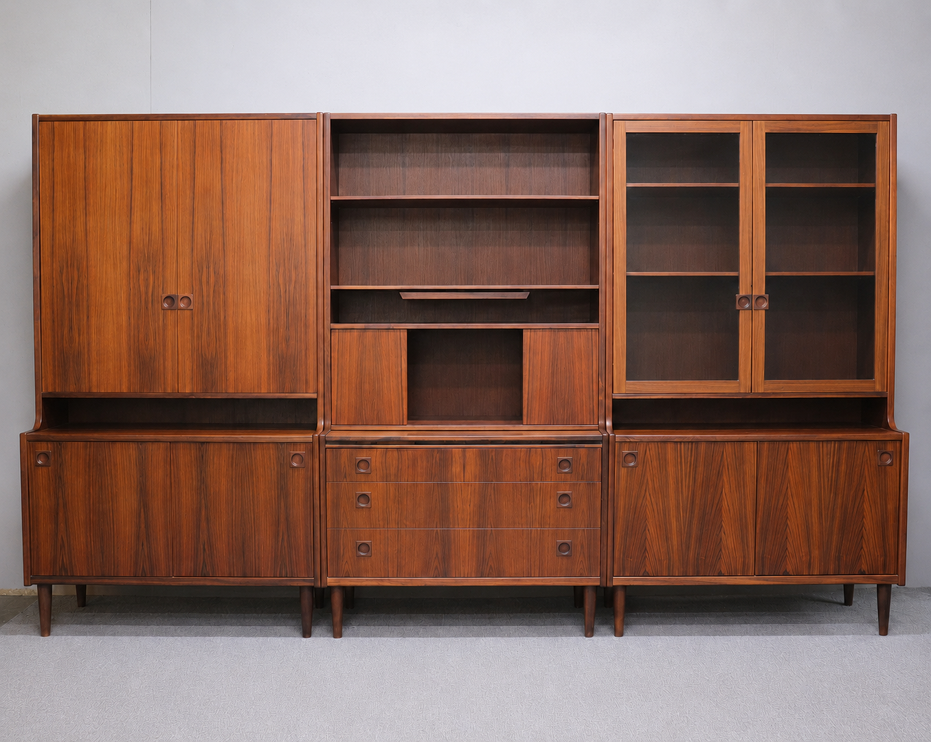 JOHANNES ANDERSEN. bokhylla, "Skåpbokhyllemöbel Ädel", IKEA, 1960-tal, jakaranda, 3 delar.