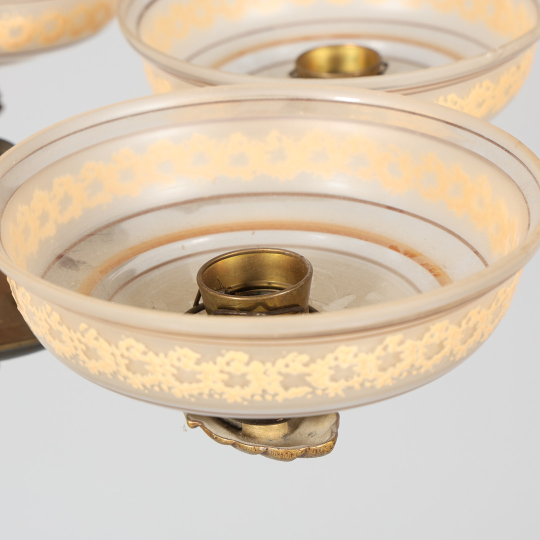 TAKLAMPA, 5-armad, art-deco, 1900-talets första hälft.