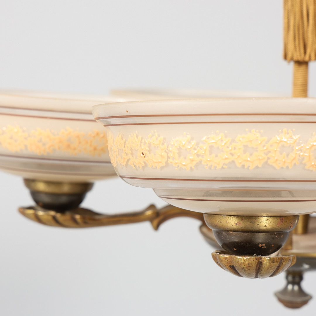 TAKLAMPA, 5-armad, art-deco, 1900-talets första hälft.