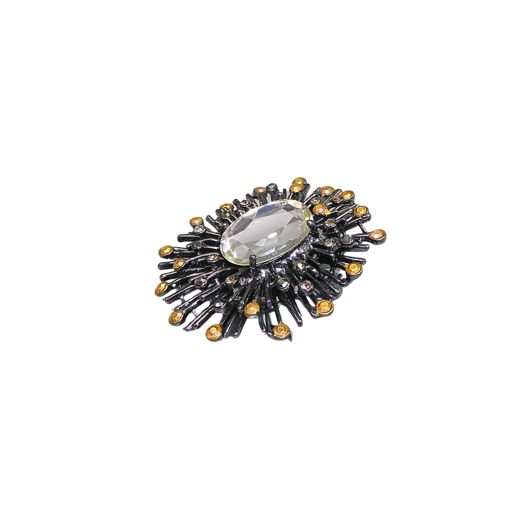 BROSCHE IM FLORALEN STIL MIT STRASSBESATZ, MODESCHMUCK.