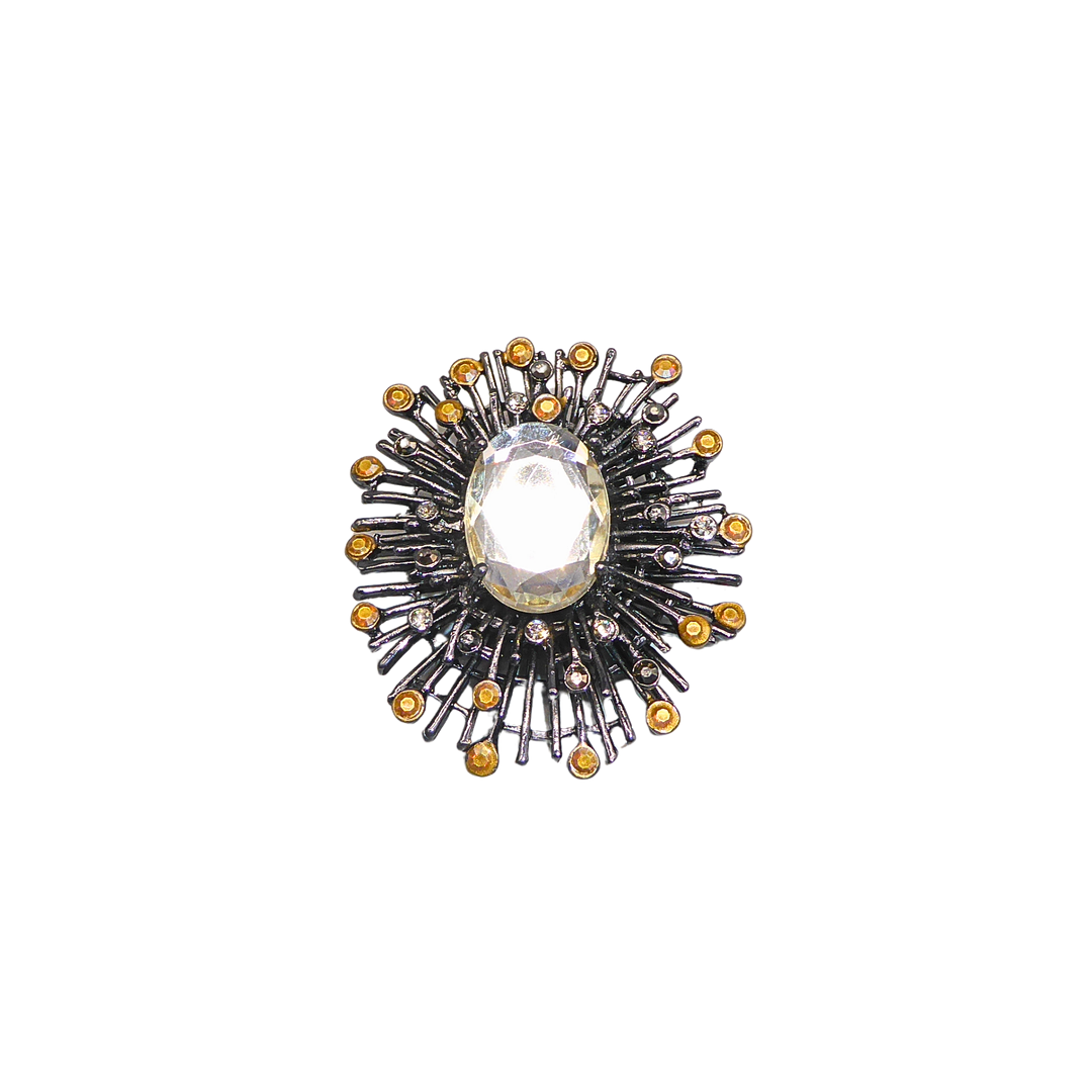 BROSCHE IM FLORALEN STIL MIT STRASSBESATZ, MODESCHMUCK.