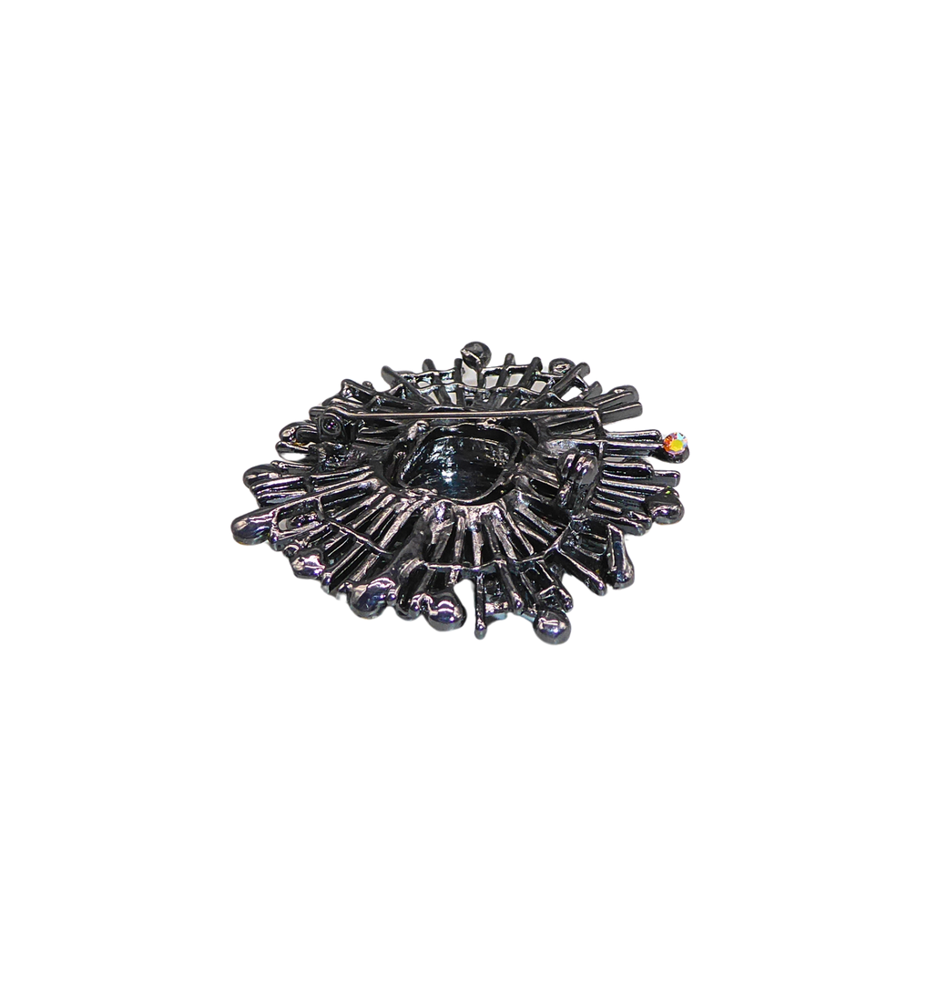 BROSCHE IM FLORALEN STIL MIT STRASSBESATZ, MODESCHMUCK.