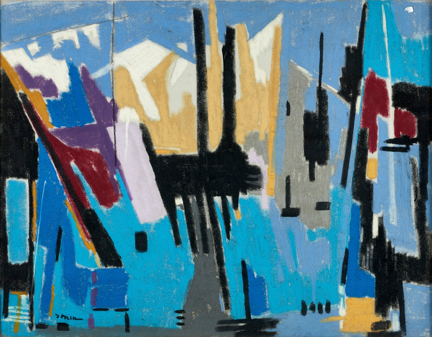 INGMAR MELKERSON (FÖDD 1918). Abstrakt komposition, signerad J Melker, pastell.