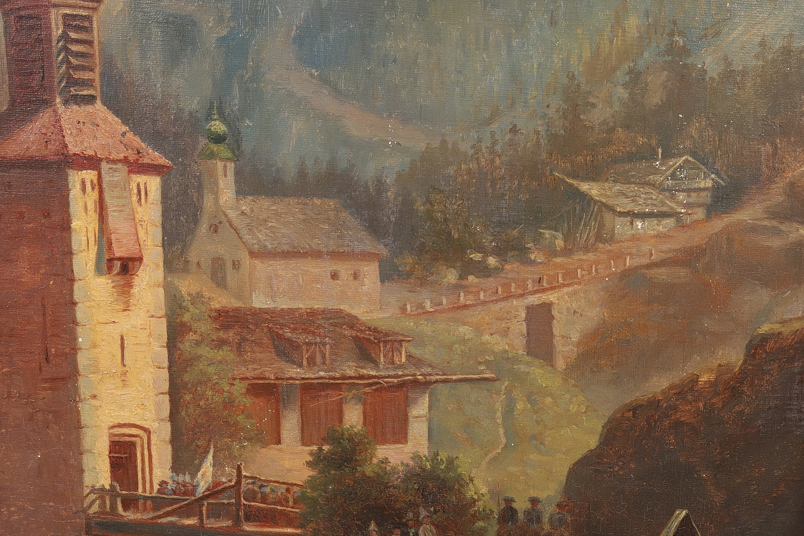 OKÄND KONSTNÄR. Olja på duk, "Soldattåg", 1800 tal.