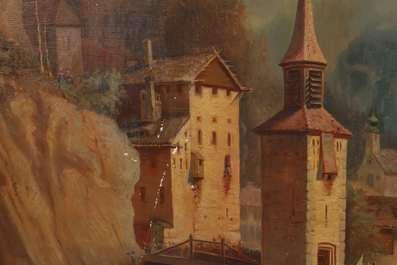 OKÄND KONSTNÄR. Olja på duk, "Soldattåg", 1800 tal.