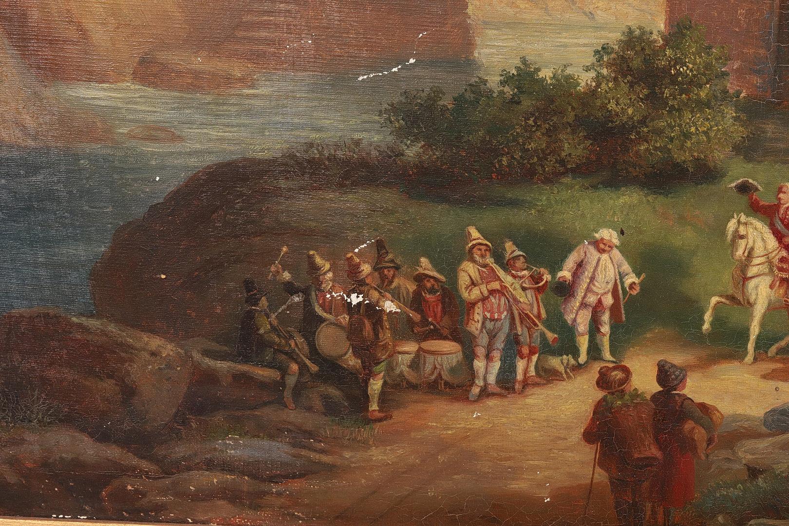 OKÄND KONSTNÄR. Olja på duk, "Soldattåg", 1800 tal.