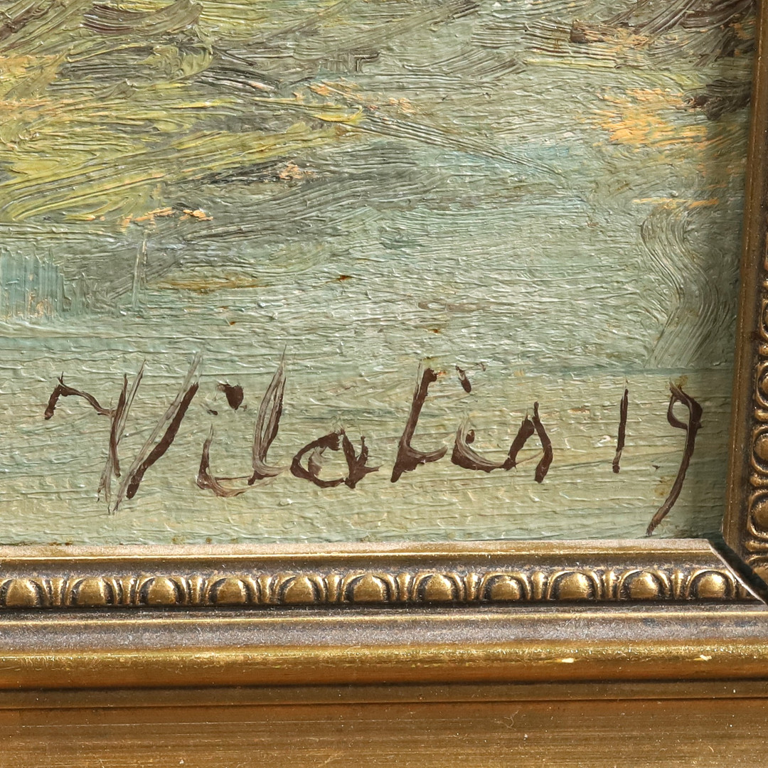 OLJEMÅLNING. på pannå. Oidentifierad konstnär. 1900 - talet.
