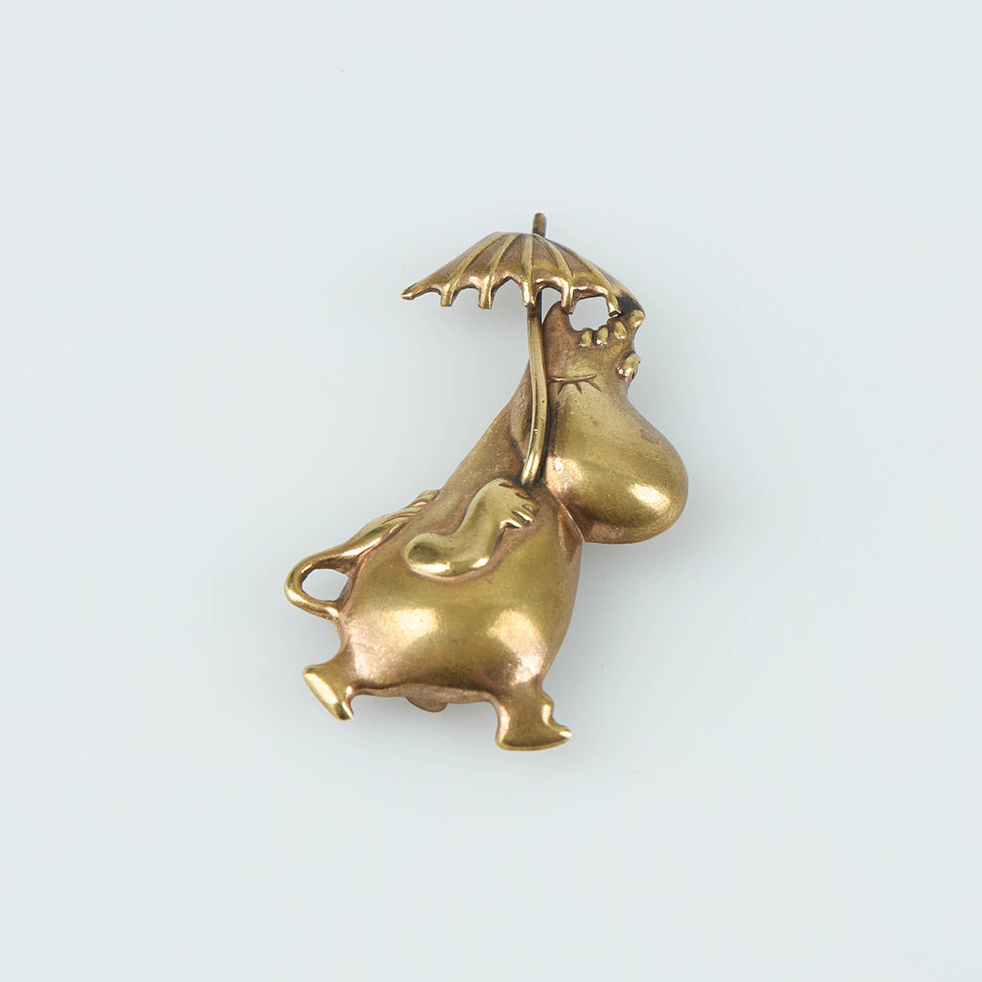 MUMINBROSCH, Snorkfröken, förgylld mässing, 1950-tal, design efter Britt-Sofie Fock.